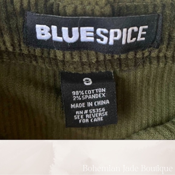 Blue Spice Corduroy Button Up Mini Skirt - Forest Green - Picture 4 of 4